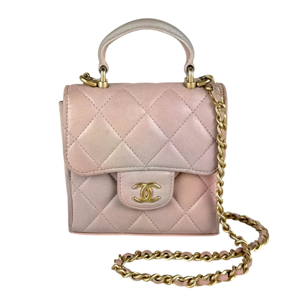 CHANEL Pink Leather Shoulder Bag